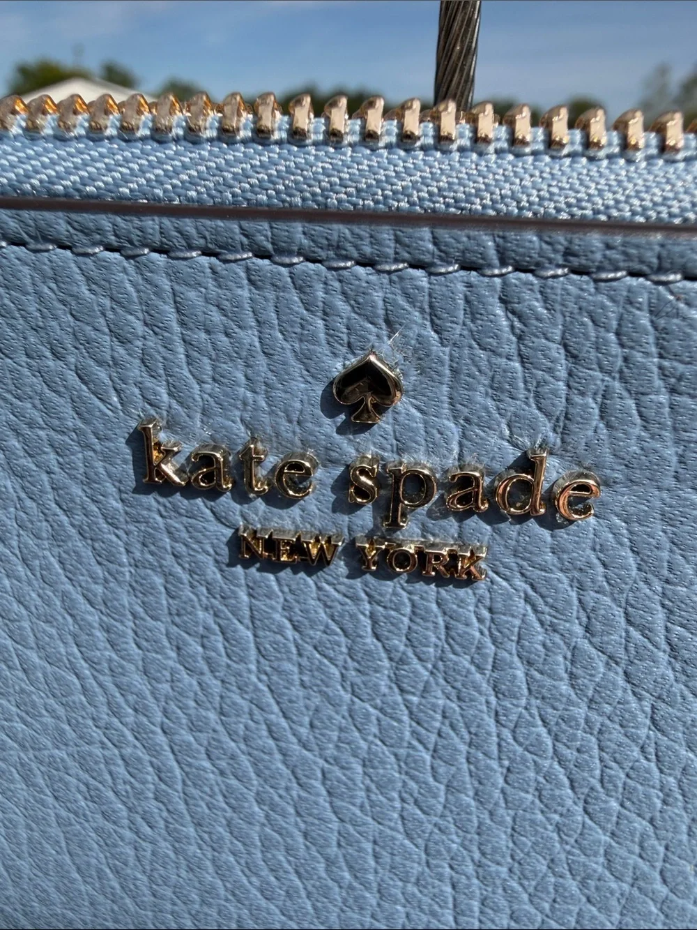 kate spade NWOT Light Blue Leather Zip Card Wallet